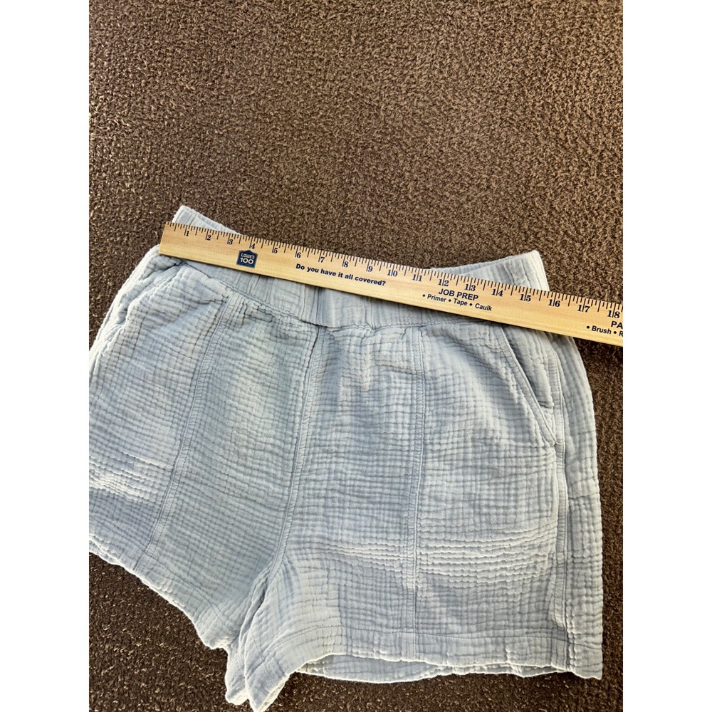 Madewell Light Blue Double Gauze Shorts Cotton Elastic Waist Pockets NA187 L - Picture 9 of 9